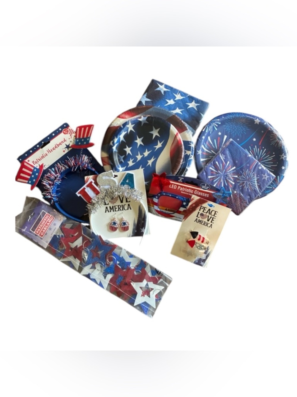 Patriotic Party Supplies and Accessories Bundle